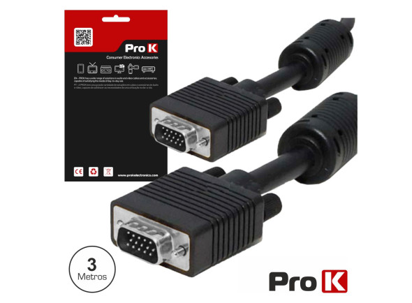 ProK Cabo VGA Macho / Macho 3m C/Filtro PROK ProK Cabo VGA Macho / Macho 3m C/Filtro PROK
